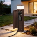 BRILAGI - Lampada da esterno con 2 prese SCHUKO PILLAR 1xG9/11W/230V IP44 marrone