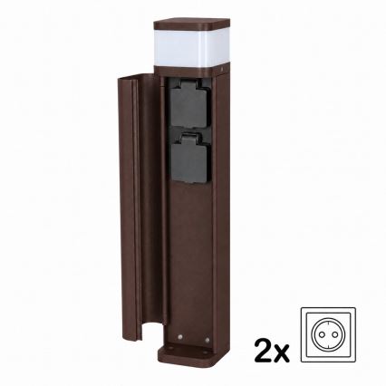 BRILAGI - Lampada da esterno con 2 prese SCHUKO PILLAR 1xG9/11W/230V IP44 marrone