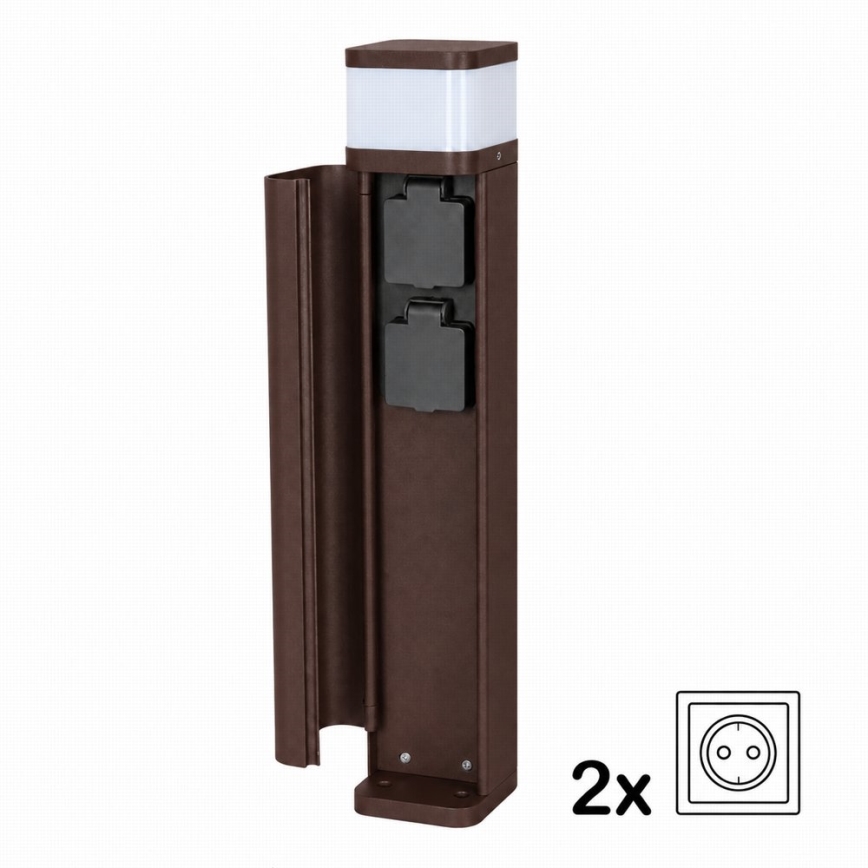 BRILAGI - Lampada da esterno con 2 prese SCHUKO PILLAR 1xG9/11W/230V IP44 marrone