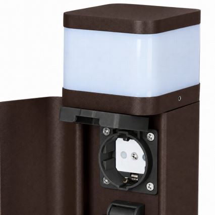 BRILAGI - Lampada da esterno con 2 prese SCHUKO PILLAR 1xG9/11W/230V IP44 marrone
