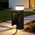 BRILAGI - Lampada da esterno con 2 prese SCHUKO PILLAR 1xG9/11W/230V IP44 nera