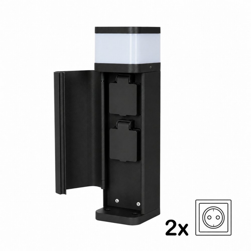 BRILAGI - Lampada da esterno con 2 prese SCHUKO PILLAR 1xG9/11W/230V IP44 nera