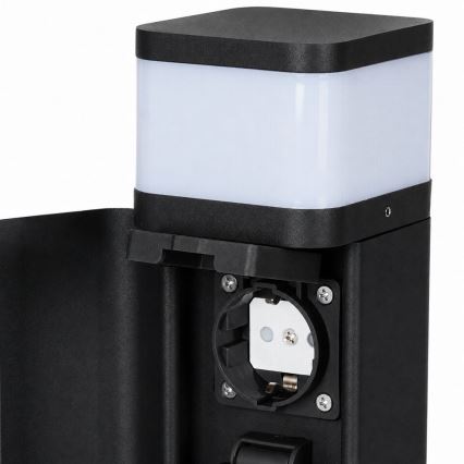 BRILAGI - Lampada da esterno con 2 prese SCHUKO PILLAR 1xG9/11W/230V IP44 nera