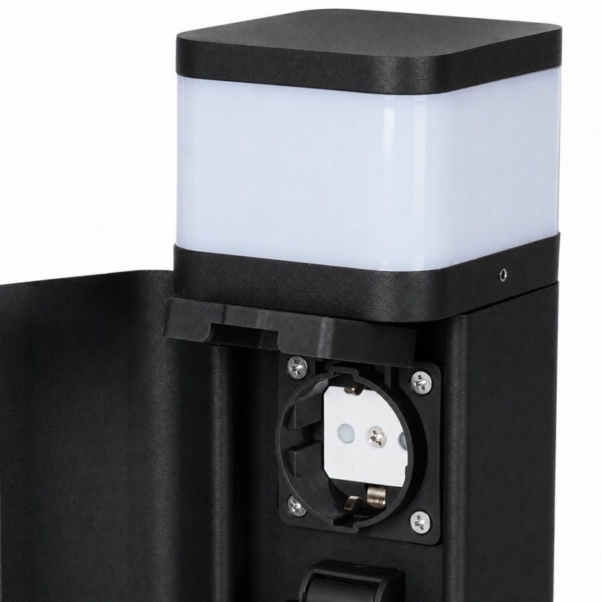 BRILAGI - Lampada da esterno con 2 prese SCHUKO PILLAR 1xG9/11W/230V IP44 nera