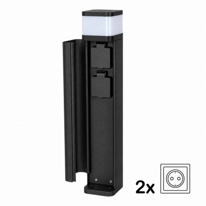 BRILAGI - Lampada da esterno con 2 prese SCHUKO PILLAR 1xG9/11W/230V IP44 nera