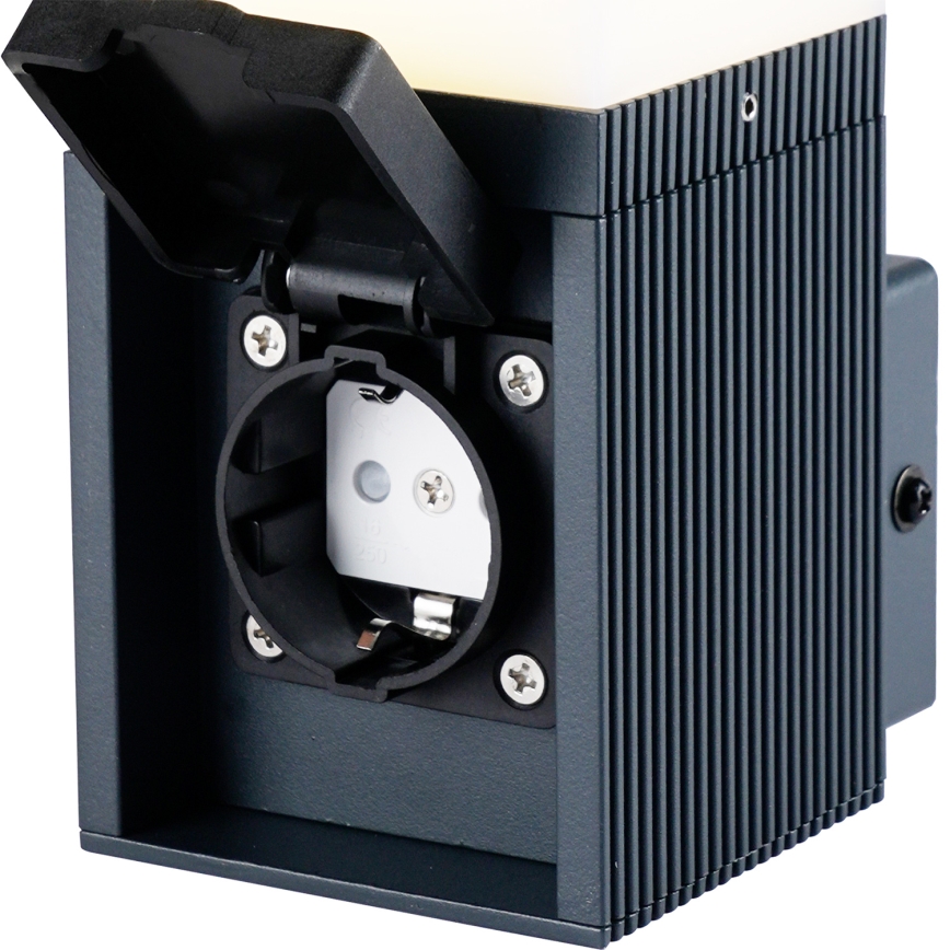 Brilagi - Lampada da parete esterna con presa SCHUKO PILLAR 1xG9/11W/230V IP44 antracite