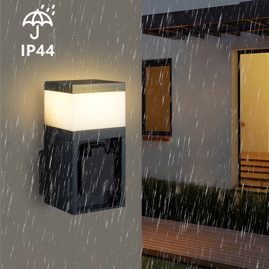 Brilagi - Lampada da parete esterna con presa SCHUKO PILLAR 1xG9/11W/230V IP44 antracite