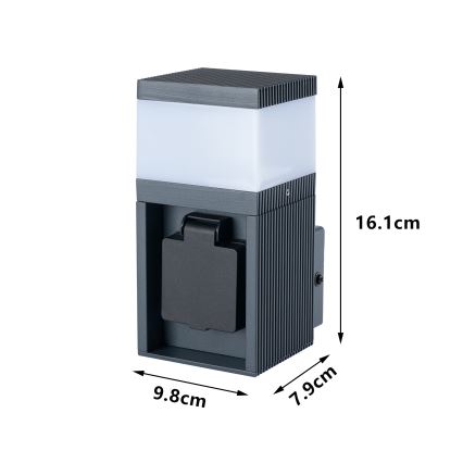 Brilagi - Lampada da parete esterna con presa SCHUKO PILLAR 1xG9/11W/230V IP44 antracite