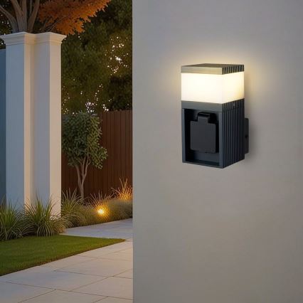 Brilagi - Lampada da parete esterna con presa SCHUKO PILLAR 1xG9/11W/230V IP44 antracite