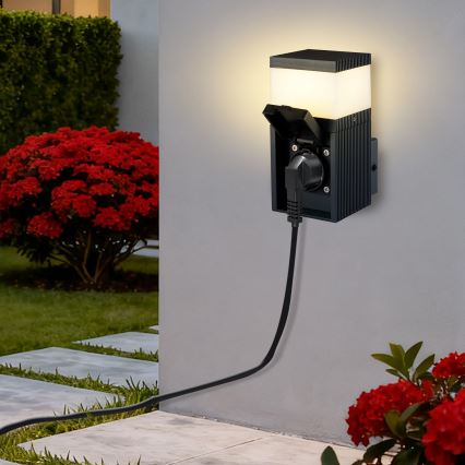 Brilagi - Lampada da parete esterna con presa SCHUKO PILLAR 1xG9/11W/230V IP44 antracite
