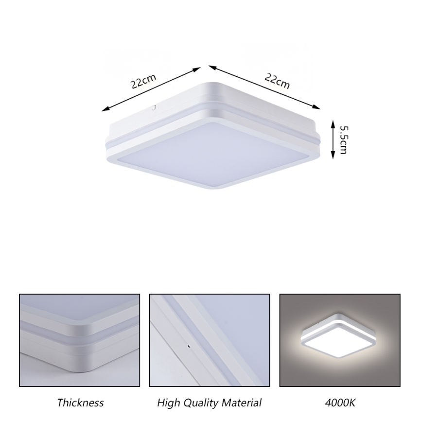 Brilagi - lampada da esterno con sensore BENE LED/18W/230V 22x22 cm bianca IP54