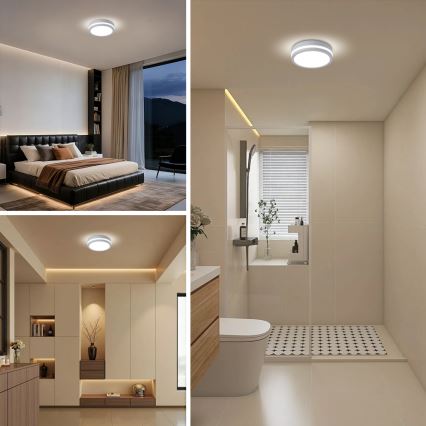 Brilagi - Lampada da soffitto LED per esterni con sensore BENE LED/18W/230V Ø 21,5 cm bianca IP54