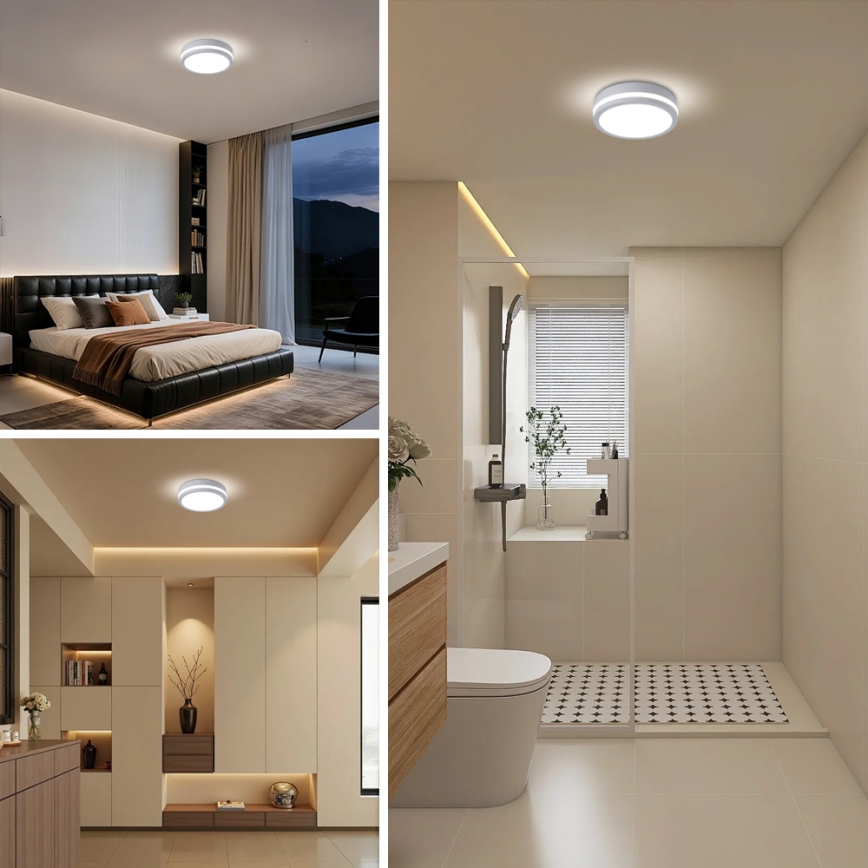 Brilagi - Lampada da soffitto LED per esterni con sensore BENE LED/18W/230V Ø 21,5 cm bianca IP54