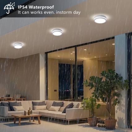 Brilagi - Lampada da soffitto LED per esterni con sensore BENE LED/18W/230V Ø 21,5 cm bianca IP54