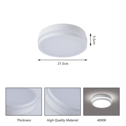 Brilagi - Lampada da soffitto LED per esterni con sensore BENE LED/18W/230V Ø 21,5 cm bianca IP54