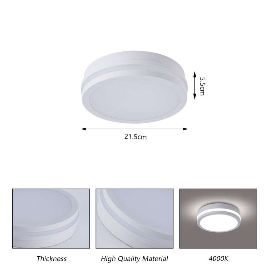Brilagi - Lampada da soffitto LED per esterni con sensore BENE LED/18W/230V Ø 21,5 cm bianca IP54