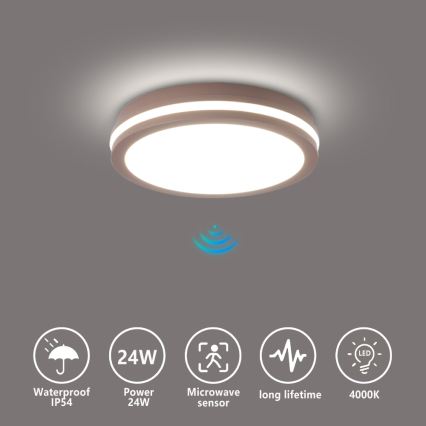 Brilagi - Lampada da esterno LED con sensore BENE LED/24W/230V Ø 26 cm marrone IP54