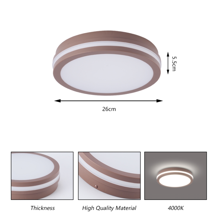 Brilagi - Lampada da esterno LED con sensore BENE LED/24W/230V Ø 26 cm marrone IP54