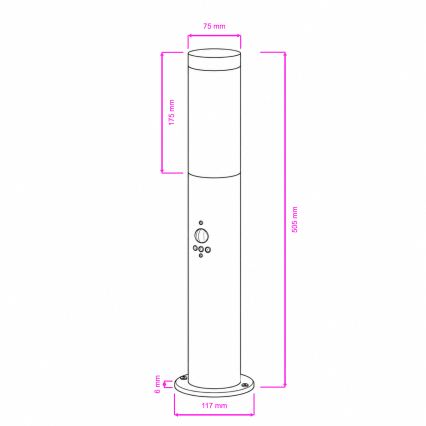 BRILAGI - Lampada da esterno con sensore di movimento ELIA 1xE27/20W/230V IP44 50 cm cromo opaco