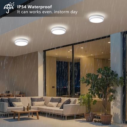 Brilagi - Plafoniera LED da esterno con sensore BENE LED/24W/230V Ø 26 cm bianca IP54