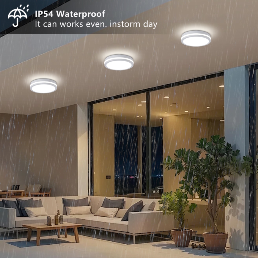 Brilagi - Plafoniera LED da esterno con sensore BENE LED/24W/230V Ø 26 cm bianca IP54