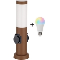 Brilagi - Lampada da esterno LED RGBW dimmerabile con 2 portalampade 1xE27/15W/230V 2700-6500K IP44 40 cm marrone