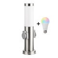 Brilagi - Lampada da esterno LED RGBW dimmerabile con 2 portalampade, 1xE27/9W/230V, 2700-6500K, IP44, 40 cm, cromo opaco
