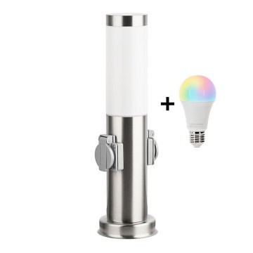Brilagi - Lampada da esterno LED RGBW dimmerabile con 2 portalampade, 1xE27/9W/230V, 2700-6500K, IP44, 40 cm, cromo opaco