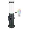 Brilagi - Lampada da esterno LED RGBW dimmerabile con 2 prese, attacco E27 1x/9W/230V, 2700-6500K, IP44, 40 cm, antracite