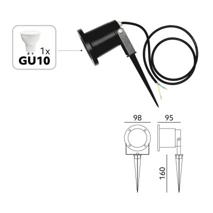 BRILAGI - Lampada da esterno TERRA 1xGU10/50W/230V IP65 nera
