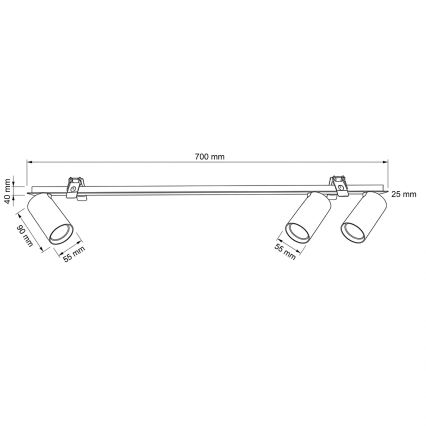Brilagi - Lampada da incasso SELE 3xGU10/30W/230V nera