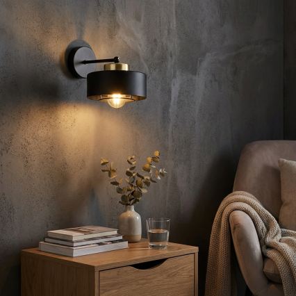 Brilagi - Lampada da parete 1xE27/60W/230V nera/oro