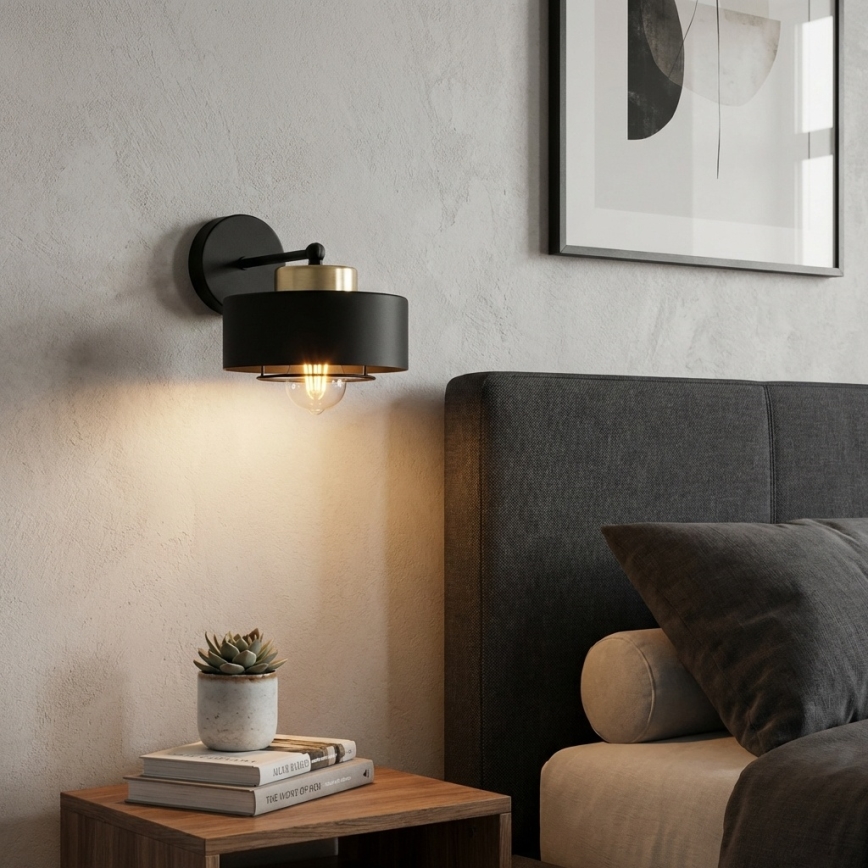 Brilagi - Lampada da parete 1xE27/60W/230V nera/oro