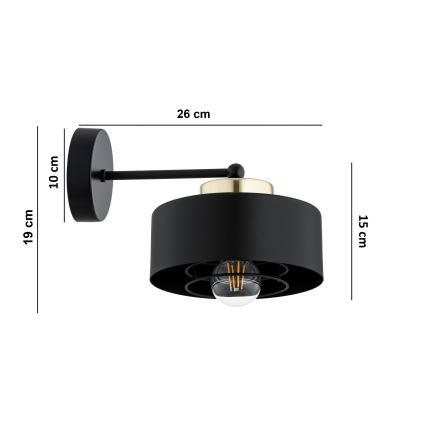 Brilagi - Lampada da parete 1xE27/60W/230V nera/oro