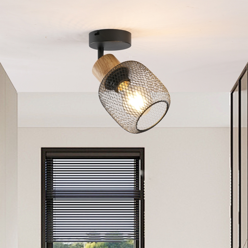 Brilagi - Lampada da parete a spot BASKLITE 1xE27/15W/230V legno/nero