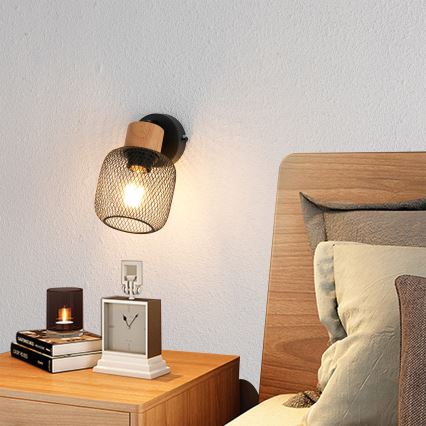 Brilagi - Lampada da parete a spot BASKLITE 1xE27/15W/230V legno/nero