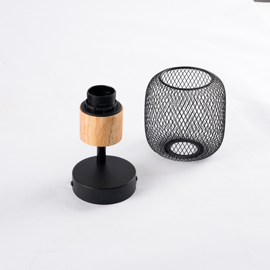 Brilagi - Lampada da parete a spot BASKLITE 1xE27/15W/230V legno/nero