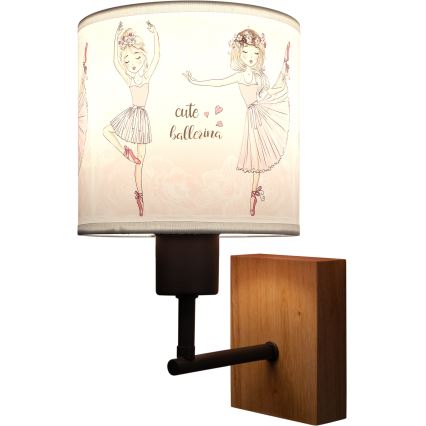 Brilagi - Applique per bambini BOBO WOOD 1xE27/25W/230V rovere/nero/bianco/rosa/ballerine