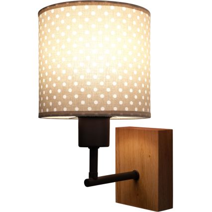 Brilagi - Applique da parete per bambini BOBO WOOD 1xE27/25W/230V rovere/nera/beige/a pois