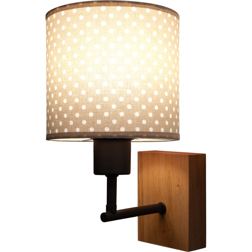 Brilagi - Applique da parete per bambini BOBO WOOD 1xE27/25W/230V rovere/nera/beige/a pois