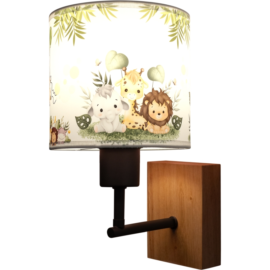 Brilagi - Applique da parete per bambini BOBO WOOD 1xE27/25W/230V rovere/nera/bianca/verde/giungla