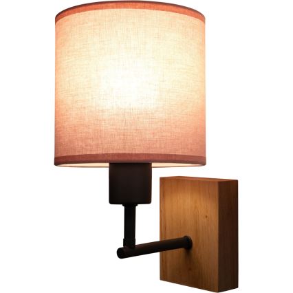 Brilagi - Lampada da parete per bambini BOBO WOOD 1xE27/25W/230V rovere/nero/rosa