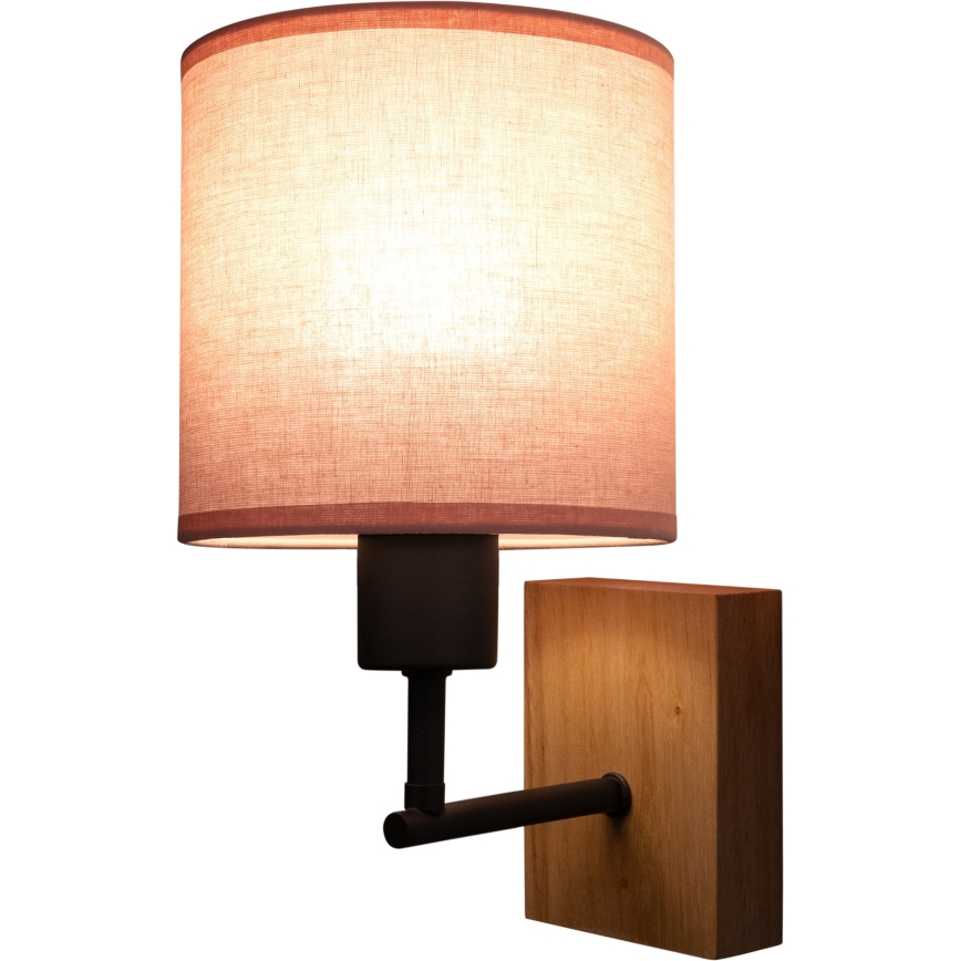 Brilagi - Lampada da parete per bambini BOBO WOOD 1xE27/25W/230V rovere/nero/rosa