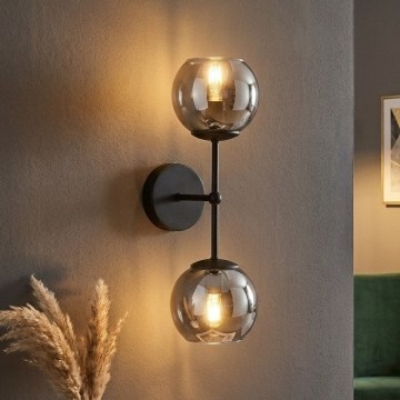 Brilagi - Lampada da parete DIOR 2xE27/60W/230V nero/grigio fumé