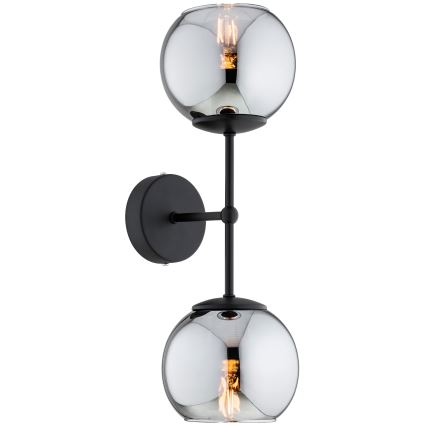Brilagi - Lampada da parete DIOR 2xE27/60W/230V nero/grigio fumé