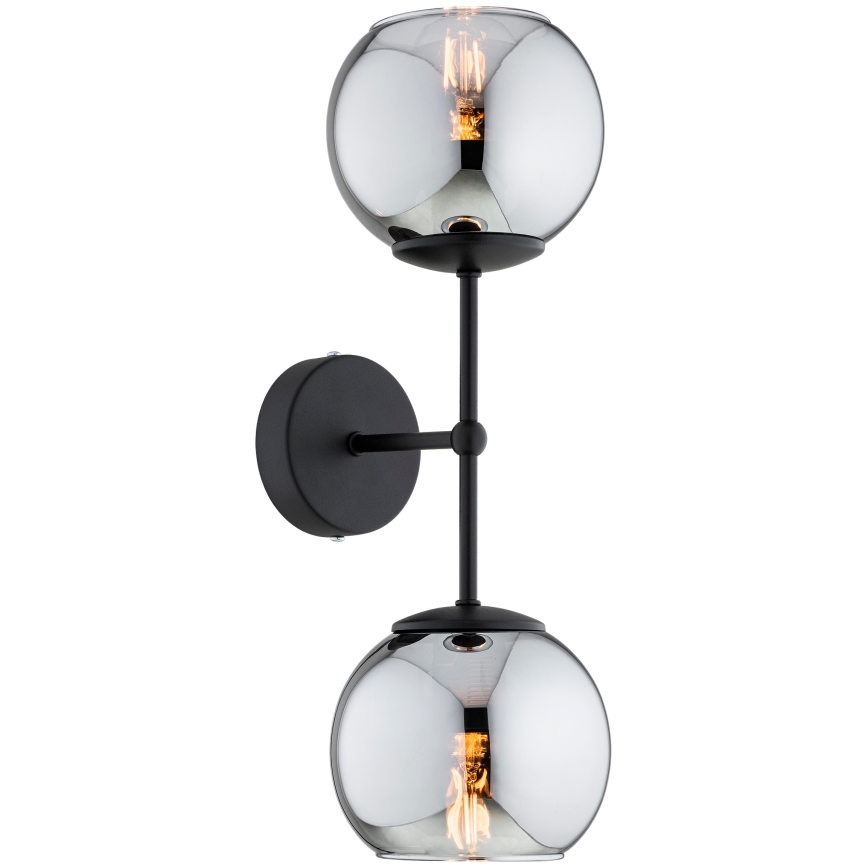 Brilagi - Lampada da parete DIOR 2xE27/60W/230V nero/grigio fumé