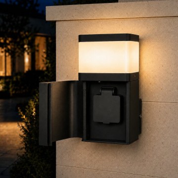 BRILAGI - Lampada da parete esterna con presa SCHUKO PILLAR 1xG9/11W/230V IP44 nera