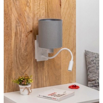 Brilagi - Lampada da parete flessibile a LED NUBILA 1xE27/25W/230V + LED/3W bianco/grigio chiaro