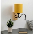 Brilagi - Lampada da parete flessibile a LED NUBILA WOOD 1xE27/25W/230V + LED/3W rovere/nero/giallo