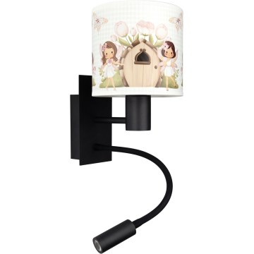 Brilagi - Lampada da parete flessibile a LED per bambini BOBO 1xE27/25W/230V + LED/3W nero/bianco/rosa/fate